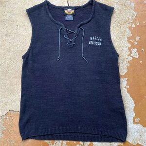 Vintage Embroidered Harley Davidson Knit Cropper Top Women’s XS